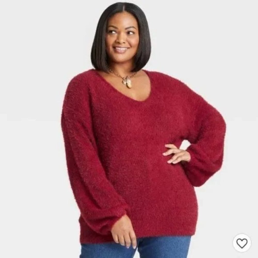 Ava & Viv Womens Sweater Soft Fuzzy Cozy Pullover Long Sleeve Plus Size